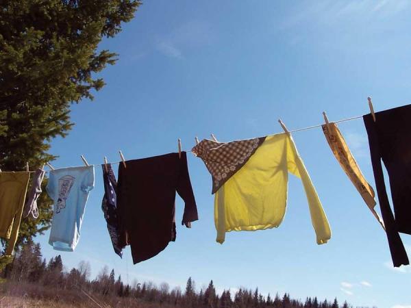 A clothesline, aka a “solar clothes dryer.”